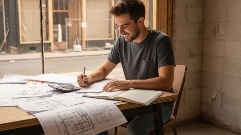 pessoa sentado em uma cadeira e realizando um cálculo de custo total do seu banho e tosa que está sendo aberto mesmo com pouco dinheiro